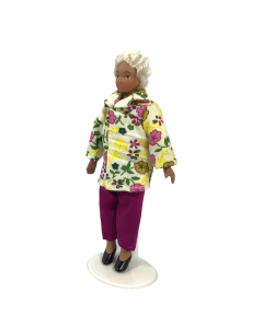 Modern Grandmother with Floral Shirt