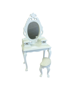 White Vanity Desk with Stool