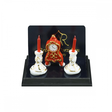 RP16035 - Red Mantle Clock and Candles