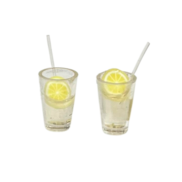 Lemonade Glass with Straws (Pk2)