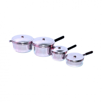 D4009 - Set of Chrome Saucepans