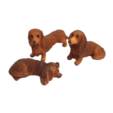 Daschund Brown Long Haired Dog, Pack of 3