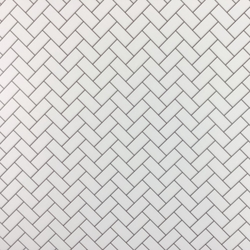 DIY792B - Embossed White Herringbone Metro Tiles Dark Grout