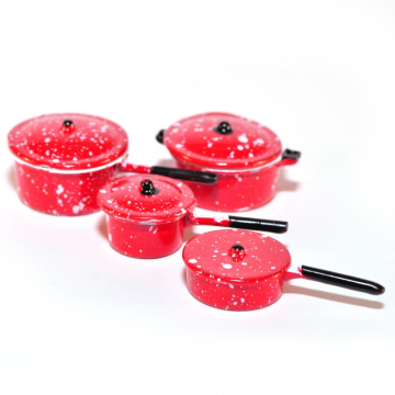 E4533 - Red Saucepan Set, 7 pcs