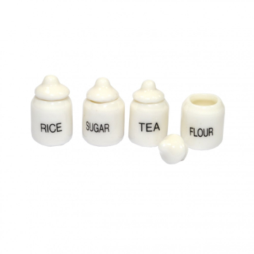 MC2469J Four White Ceramic Storage Jars
