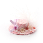 E6310 - Pink Hat with Lace & Feather Trim