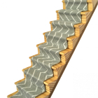CASS69ZIG - Light Grey Stair Carpet with White Zigzag Print