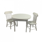 DF030 - Round White Table with 2 Chairs