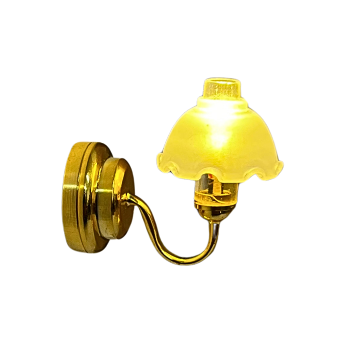 Brass Single Fluted Warm White Wall Lamp  - Battery Light