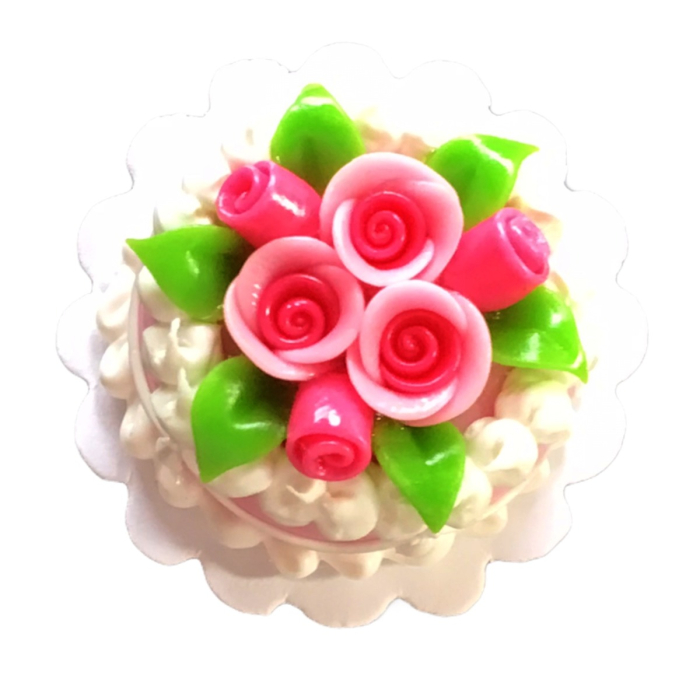 Pink Cake with Roses