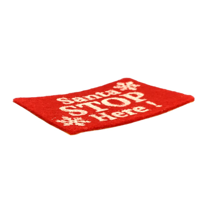 Santa Stop Here Red Door Mat